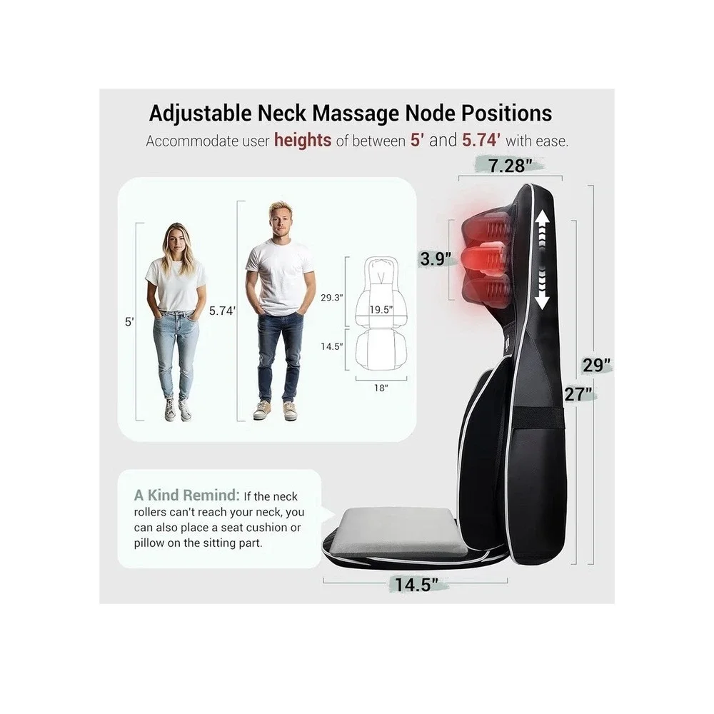 Mynt FSA Eligible HSA Approved Shiatsu Neck and Back Massager‎ for Chair with 10